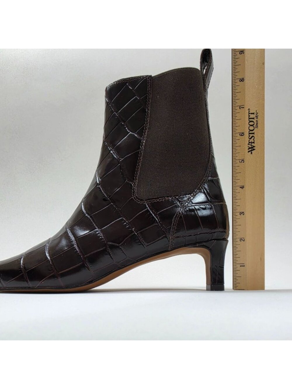 Madewell The Dimes Chelsea Boot Croc-Stamped Leather Women 7M Coffee Bean Brown - Picture 11 of 16